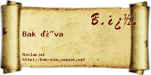 Bak Éva névjegykártya